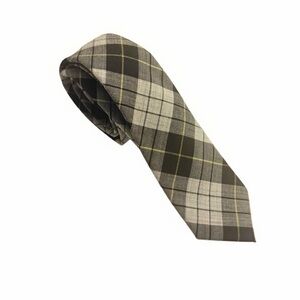 Express Plaid Tie in Gray, Black and Yellow Accent